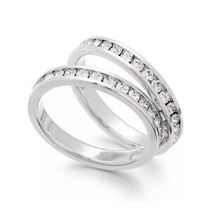 Charter Club Glass Stone Ring Duo in Fine Silver Plate - Size 8